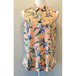 Bad Birdie Women’s Small Sleeveless Golf Polo NWT Flora Fiesta Tropical UPF 50